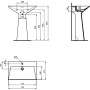 IDEAL STANDARD TIPO-Z LAVABO TOTEM C/ TROPPOPIENO 1 FORO NERO LUCIDO