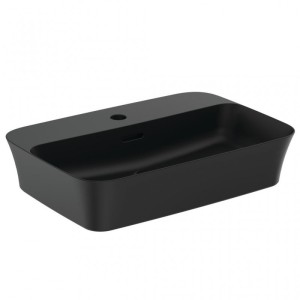 IDEAL STANDARD IPALYSS LAVABO ULTRASOTTILE RETTANGOLARE 550X380 MM DA APPOGGIO C/FORO TROPPOPIENO NERO OPACO