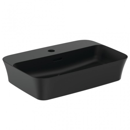 IDEAL STANDARD IPALYSS LAVABO ULTRASOTTILE RETTANGOLARE 550X380 MM DA APPOGGIO C/FORO TROPPOPIENO NERO OPACO