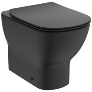 IDEAL STANDARD TESI VASO A TERRA FILO PARETE C/SISTEMA AQUABLADE C/COPRIVASO SLIM SOFT-CLOSE NERO OPACO