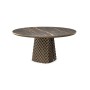 TAVOLO ATRIUM KERAMIK PREMIUM ROUND 160X73,5H BASIS SPIEGELGLAS COUTURE BRONZE - PROFIL GEBÜRSTETES BRONZE