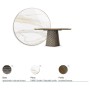 TAVOLO ATRIUM KERAMIK PREMIUM ROUND 160X73,5H BASIS SPIEGELGLAS COUTURE BRONZE - PROFIL GEBÜRSTETES BRONZE