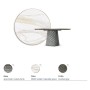 TAVOLO ATRIUM KERAMIK PREMIUM ROUND 160X73,5H BASIS SPIEGELGLAS COUTURE RAUCHGRAU - PROFIL GEBÜRSTETES GREY