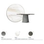 TAVOLO ATRIUM KERAMIK PREMIUM ROUND 160X73,5H BASIS SPIEGELGLAS COUTURE RAUCHGRAU - PROFIL GEBÜRSTETES GREY