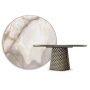 TAVOLO ATRIUM KERAMIK PREMIUM ROUND 160X73,5H BASIS SPIEGELKRISTALL COUTURE BRONZE - PROFIL GEBÜRSTETES GREY