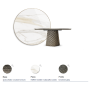 TAVOLO ATRIUM KERAMIK PREMIUM ROUND 160X73,5H BASIS SPIEGELKRISTALL COUTURE BRONZE - PROFIL GEBÜRSTETES GREY