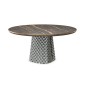 TAVOLO ATRIUM KERAMIK PREMIUM ROUND 160X73,5H BASIS SPIEGELGLAS COUTURE RAUCHGRAU - PROFIL GEBÜRSTETES BRONZE