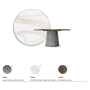 TAVOLO ATRIUM KERAMIK PREMIUM ROUND 160X73,5H BASIS SPIEGELGLAS COUTURE RAUCHGRAU - PROFIL GEBÜRSTETES BRONZE