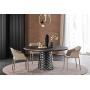 TAVOLO ATRIUM KERAMIK PREMIUM ROUND 160X73,5H BASIS SPIEGELGLAS COUTURE RAUCHGRAU - PROFIL GEBÜRSTETES BRONZE