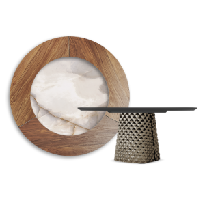 TISCH ATRIUM KER-WOOD RUND Ø180x74,5H - BRONZE/NUSSBAUM