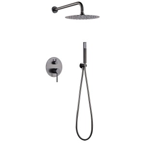 MONZA EINGEBAUTES DUSCHSET MIT UMSCHALTER MIT SOFFIONE UND HANDBRAUSE BLACK GUN METAL