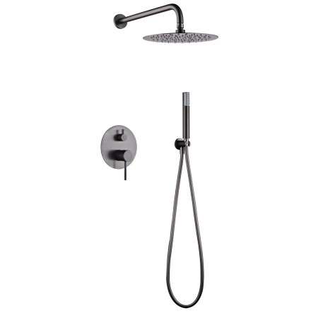 MONZA EINGEBAUTES DUSCHSET MIT UMSCHALTER MIT SOFFIONE UND HANDBRAUSE BLACK GUN METAL
