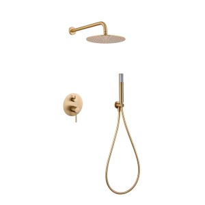 MONZA EINGEBAUTES DUSCHSET MIT UMSCHALTER MIT SOFFIONE UND HANDBRAUSE IN GEBÜRSTETEM GOLD