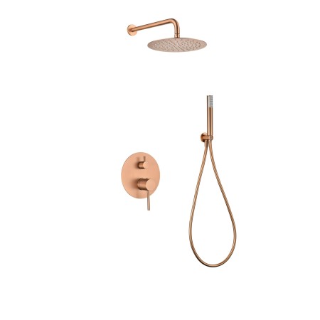 MONZA EINGEBAUTES DUSCHSET MIT UMSCHALTER MIT SOFFIONE UND HANDBRAUSE IN GEBÜRSTETEM ROSÉGOLD