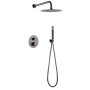 MONZA EINBAU-DUSCHSET MIT THERMOSTATISCHER UMSCHALTUNG MIT SOFFIONE UND HANDBRAUSE BLACK GUN METAL