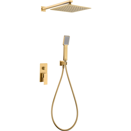 PISA EINHEBEL-DUSCHSET MIT MECHANISCHEM MISCHER UND UMSCHALTER + SOFFIONE UND HANDBRAUSE IN GEBÜRSTETEM GOLD