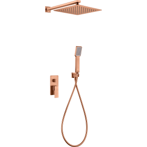 PISA EINHEBEL-DUSCHSET MIT MECHANISCHEM MISCHER UND UMSCHALTER + SOFFIONE UND HANDBRAUSE IN GEBÜRSTETEM ROSÉGOLD
