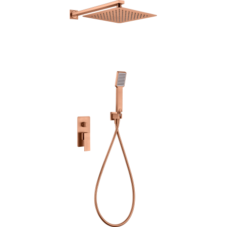 PISA EINHEBEL-DUSCHSET MIT MECHANISCHEM MISCHER UND UMSCHALTER + SOFFIONE UND HANDBRAUSE IN GEBÜRSTETEM ROSÉGOLD