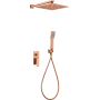 PISA EINHEBEL-DUSCHSET MIT MECHANISCHEM MISCHER UND UMSCHALTER + SOFFIONE UND HANDBRAUSE IN GEBÜRSTETEM ROSÉGOLD
