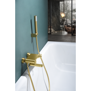 OLIMPO WANDBADARMATUR IN GEBÜRSTETEM GOLD MIT DUSCHSET