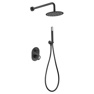 OLIMPO DUSCHSET MIT ZWEI-WEGE-MISCHER SCHWARZ MATT + SOFFIONE UND HANDBRAUSE