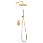OLIMPO DUSCHSET MIT ZWEI-WEGE-MISCHER GEBÜRSTETES GOLD + SOFFIONE UND HANDBRAUSE
