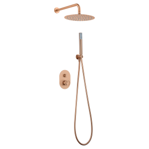 OLIMPO DUSCHSET MIT ZWEI-WEGE-MISCHER IN GEBÜRSTETEM ROSÉGOLD + SOFFIONE UND HANDBRAUSE