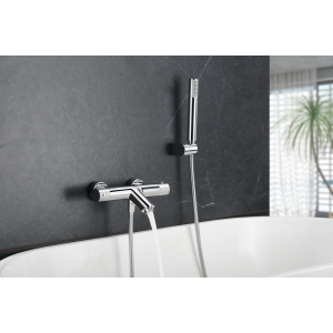 GENOVA EXTERNE THERMOSTATISCHE WANDBADMISCHBATTERIE MIT DUSCHSET CHROM