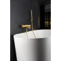 GENOVA EXTERNE THERMOSTATISCHE WANDBADMISCHBATTERIE MIT DUSCHSET IN GEBÜRSTETEM GOLD