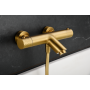 GENOVA EXTERNE THERMOSTATISCHE WANDBADMISCHBATTERIE MIT DUSCHSET IN GEBÜRSTETEM GOLD