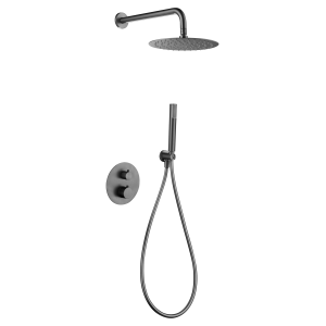 GENOVA DUSCHSET SOFFIONE MIT 2-WEGE-THERMOSTATMISCHER + HANDBRAUSE BLACK GUN METAL