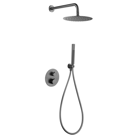 GENOVA DUSCHSET SOFFIONE MIT 2-WEGE-THERMOSTATMISCHER + HANDBRAUSE BLACK GUN METAL