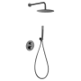 GENOVA DUSCHSET SOFFIONE MIT 2-WEGE-THERMOSTATMISCHER + HANDBRAUSE BLACK GUN METAL