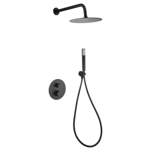 GENOVA DUSCHSET SOFFIONE MIT 2-WEGE-THERMOSTATMISCHER + HANDBRAUSE SCHWARZ MATT