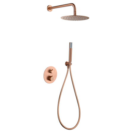 GENOVA DUSCHSET SOFFIONE MIT THERMOSTATISCHER MISCHBATTERIE 2-WEGE + HANDBRAUSE IN GEBÜRSTETEM ROSÉGOLD