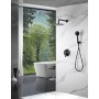 BELGICA DUSCHSET SOFFIONE MIT MISCHER MIT UMSCHALTER + HANDBRAUSE SCHWARZ MATT