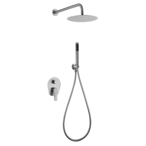 DELOS EINBAU-DUSCHSET MIT EINHEBELMISCHER, UMSCHALTER UND HANDBRAUSE AUS EDELSTAHL. S.316