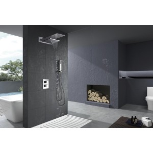 RODAS THERMOSTATISCHES EINBAU-DUSCHSET CHROM MIT SOFFIONE UND WASSERFALL + HANDBRAUSE