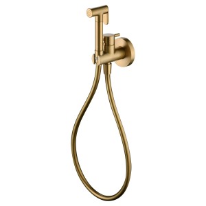 MUNICH BIDET-SPRITZPISTOLE MIT MISCHBATTERIE FÜR WARM- UND KALTWASSER IN GEBÜRSTETEM GOLD