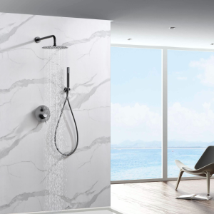 MONZA EINGEBAUTES DUSCHSET MIT UMSCHALTER MIT SOFFIONE UND HANDBRAUSE BLACK GUN METAL