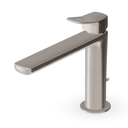 BRIM WASCHBECKENMISCHER MIT ABLAUF, GEBÜRSTETES NICKEL