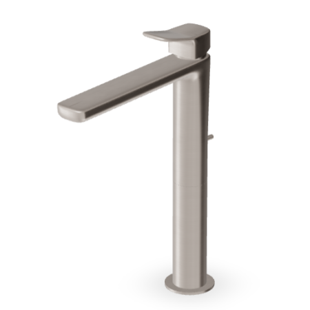 BRIM WASCHBECKENMISCHER MIT ABLAUF, GEBÜRSTETES NICKEL