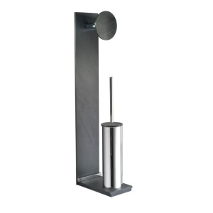 ZEN STEHENDER WC-BÜRSTENHALTER AUS METALL + TOILETTENPAPIERHALTER -ARDESIA