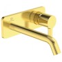JOY WASCHBECKEN EINHEBELMISCHER ZUR WANDMONTAGE MIT RECHTECKIGER PLATTE UND 180MM AUSLAUF IN GEBÜRSTETEM GOLD