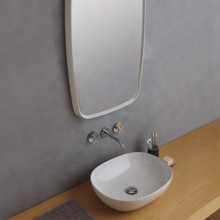 ENDE 50 AUFSATZWASCHBECKEN RUND WEISS GLÄNZEND