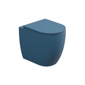 LIKE BODENSTEHENDES WC OHNE RAND IN SATINIERTEM DENIM WANDNAH
