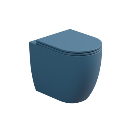 LIKE BODENSTEHENDES WC OHNE RAND IN SATINIERTEM DENIM WANDNAH