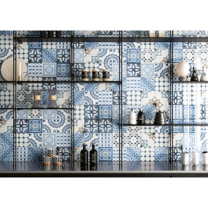 CEMENTINE SHINY MIX BLUE 20X20 GLÄNZEND Rektifizierte