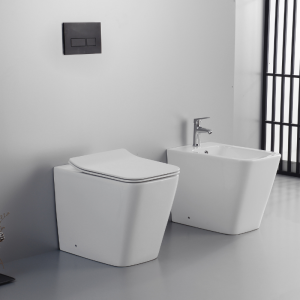 Ailin SET Vase und Bidet FILO Wand Ohne Rand Sitz Soft Close BIANCO LUCIDO