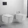 Ailin Set Vaso E Bidet Sospeso Senza Brida Sedile Soft Close Bianco Lucido